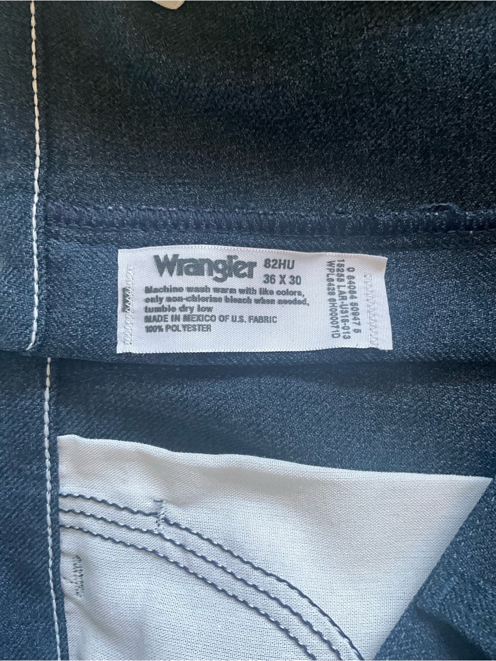 4/$20 Wrangler Vintage Blue Heather Polyester Western Dress Pants 36x30 USA - Picture 5 of 5